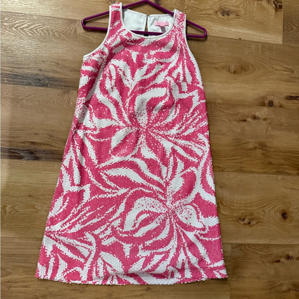 Lilly Pulitzer Pink and White sequin Floral Dress